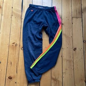 XS woman’s Aviator Nation sweatpants neon 5 stripe